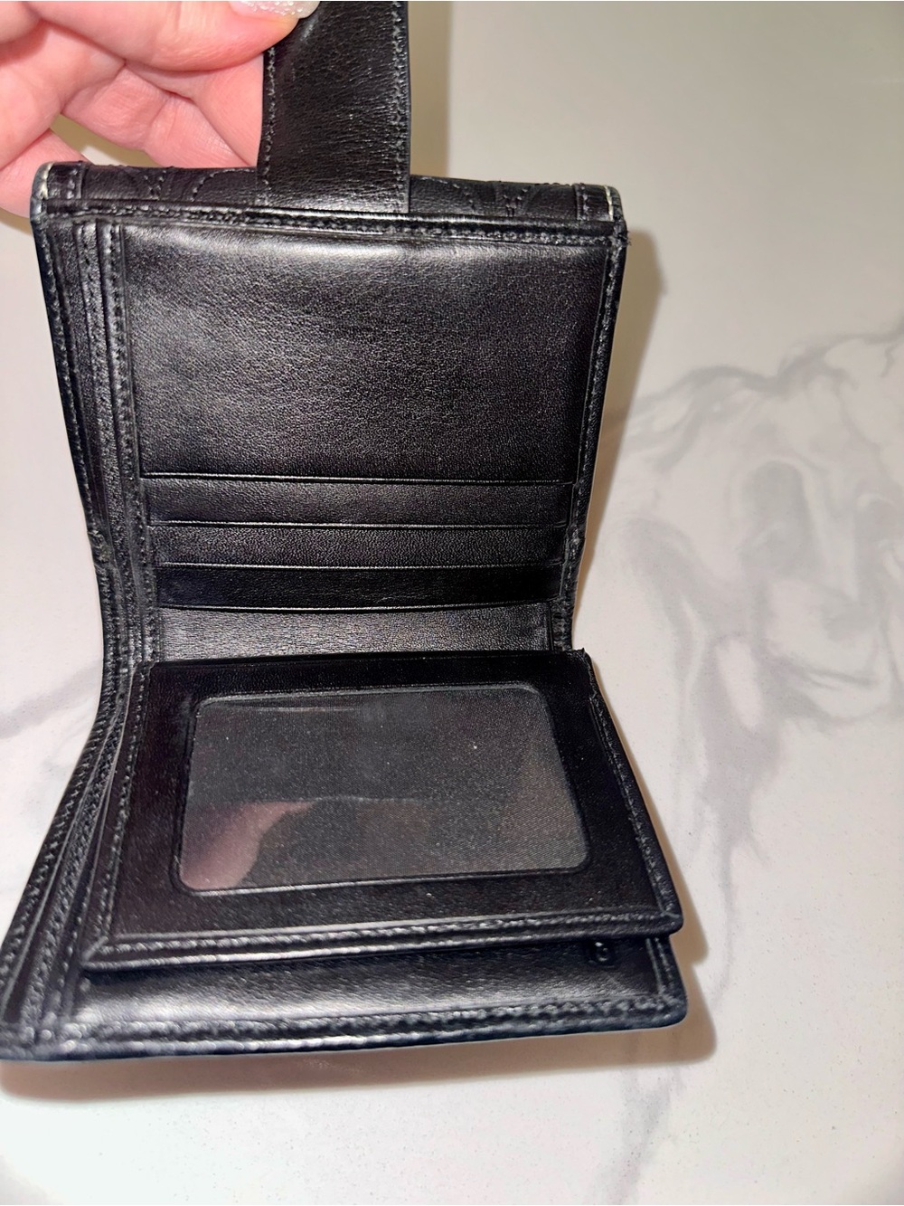 Coach Vintage Y2K Black Signature Stitch Leather Compact Wallet - Picture 6 of 7